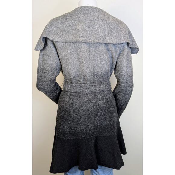 White House Black Market Gray Ombre Felted Wool Wrap Cardigan Jacket Size Medium - Picture 5 of 11